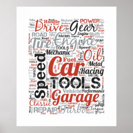 Auto-enthousiast Woordwolk Poster
