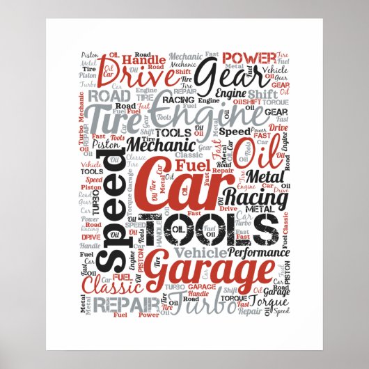 Auto-enthousiast Woordwolk Poster (Voorkant)