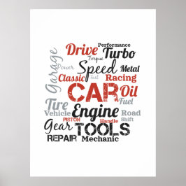 Auto-enthousiast Woordwolk Poster