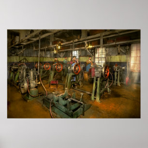 Auto - Fabriek - Motor testen 1903 Poster