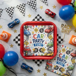 Auto Feest Fun Race Auto Verjaardag Kids Race Fe Servet