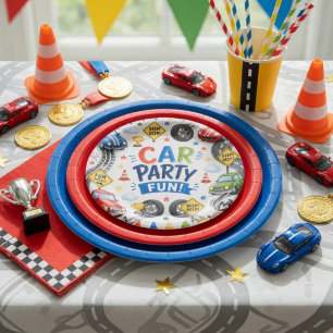Auto Feest Fun Race Auto Verjaardag Kinderen Race  Papieren Bordje