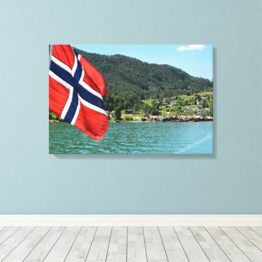 Auto ferry in Noorwegen canvas print (Insitu (Houten vloer))