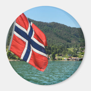 Auto ferry in Noorwegen ronde magneet