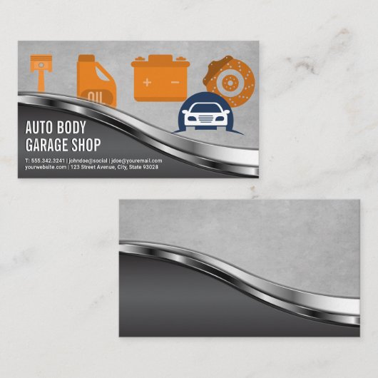 Auto Garage Winkelen | Automobieldiensten Visitekaartje (Voorkant / Achterkant)