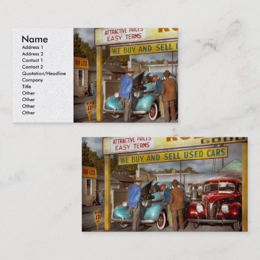 Auto - Gebruikt - De verkoopschaal 1939 Visitekaartje (Voorkant / Achterkant)
