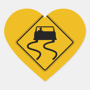 Auto glad wanneer nat, verkeerswaarschuwingsteken, hart sticker