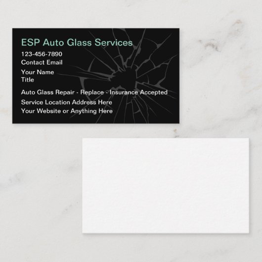 Auto glas repareren en vervangen visitekaartje (Voorkant / Achterkant)