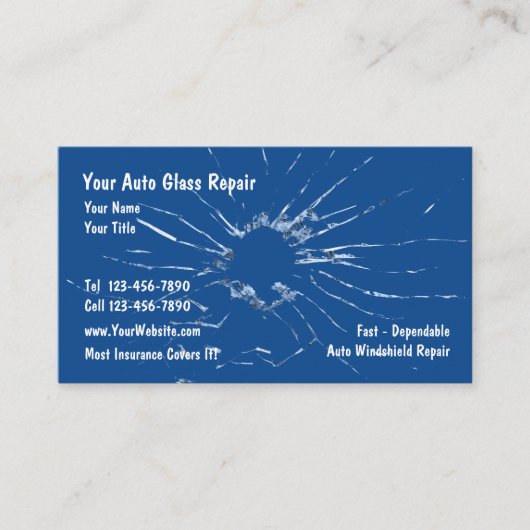 Auto Glass Repair Blauwe Visitekaartjes (Voorkant)