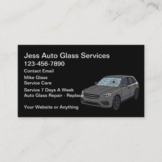 Auto Glass Repair Replace Service Visitekaartje (Voorkant)