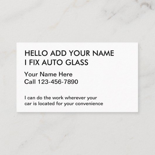 Auto Glass Reparatie en Vervang Visitekaartjes (Achterkant)