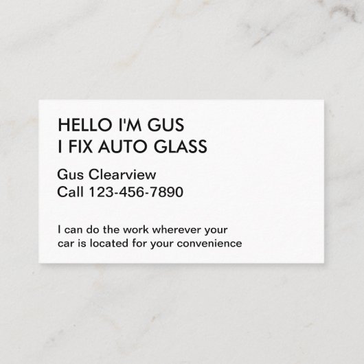 Auto Glass Visitekaartjes (Achterkant)