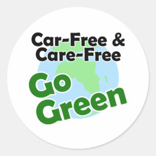 Auto gratis & zorgeloos - Go Green Ronde Sticker