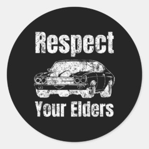 Auto Guy Respecteer uw Ouderen Spier Auto Ronde Sticker
