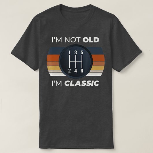Auto Guy Verjaardag Oude Auto Stick Shift Classic T-shirt (Design voorkant)
