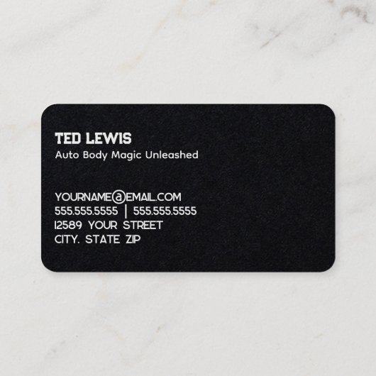 Auto hoofdtekst visitekaartje (Achterkant)