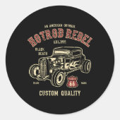 Auto Hotrod Rebel Ronde Sticker (Voorkant)