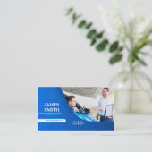 Auto Huren Blauwe Achtergrond Eenvoudig Modern Mon Visitekaartje (Staand voorkant)