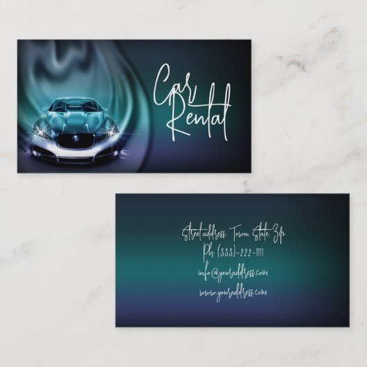 Auto Huren Blue Flame Auto Rent Service Visitekaartje (Voorkant / Achterkant)
