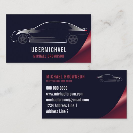 Auto-Huur auto marine Red Luxury — Formele chauffe Visitekaartje (Voorkant / Achterkant)