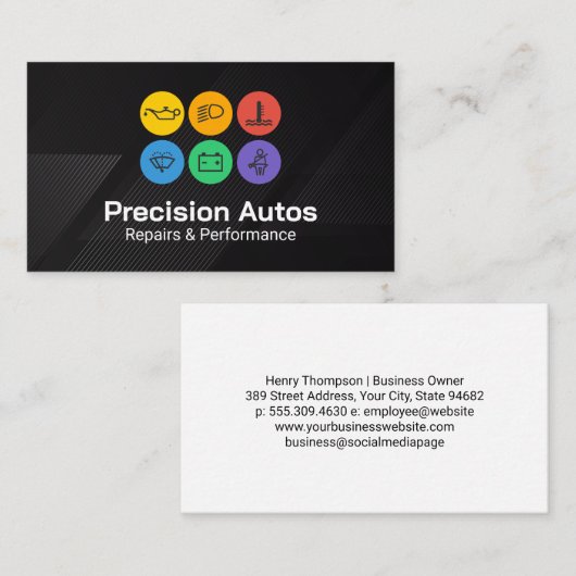 Auto Icons | Mechanic Car Repair Shop Visitekaartje (Voorkant / Achterkant)