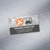 Auto-icoon | Monteur repareert motor Magnetisch Visitekaartje (Voorbeeld)