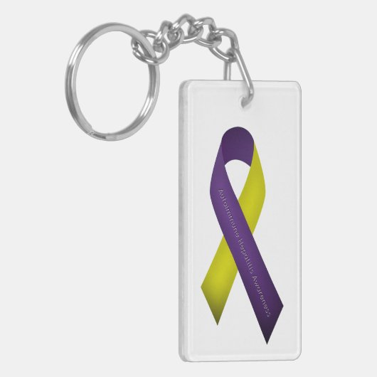 Auto-immune hepatitisbewustzijn Paarse geel Sleutelhanger (Voorkant Links)