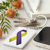 Auto-immune hepatitisbewustzijn Paarse geel Sleutelhanger (Voorkant Rechts)