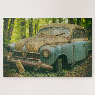 auto in de puzzel van de bossen