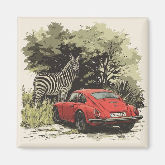 Auto in het wild magneet (Voorkant)