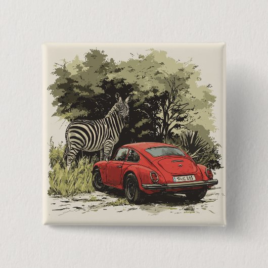 Auto in het wild vierkante button 5,1 cm (Voorkant)