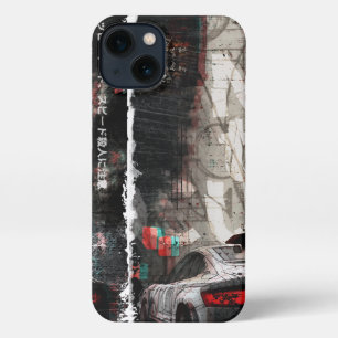 Auto in Tokyo City iPhone 13 Slim Fit Hoesje, Glan Hoesje