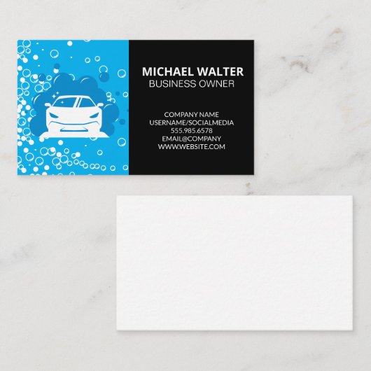 Auto in zeep | Automobielreinigingsbedrijven Visitekaartje (Voorkant / Achterkant)