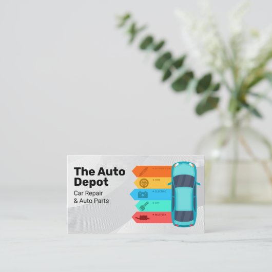 Auto Infographic | Auto-onderdelenservices Visitekaartje (Staand voorkant)