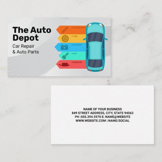 Auto Infographic | Auto-onderdelenservices Visitekaartje (Voorkant / Achterkant)