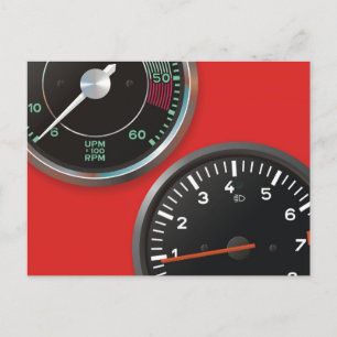 auto-instrumenten / Klassieke autometers Briefkaart