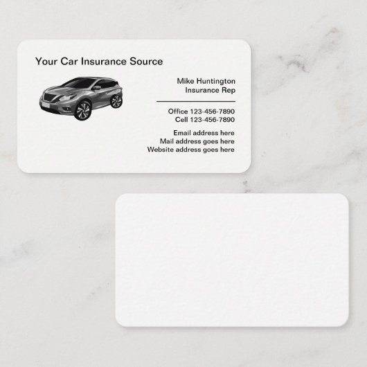 Auto Insurance Professional Agent Visitekaartje (Voorkant / Achterkant)