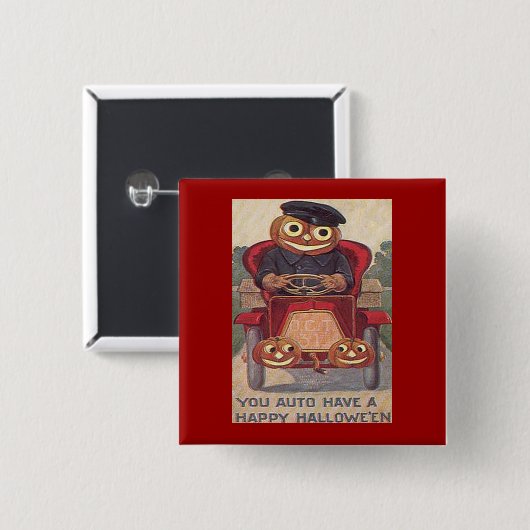 Auto Jack o' Lantern Halloween Vierkante Button 5,1 Cm (Voorkant /achterkant)