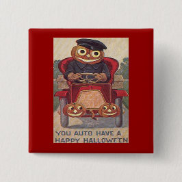 Auto Jack o' Lantern Halloween Vierkante Button 5,1 Cm