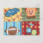 Auto, Jersey, Football en trommelkit Briefkaart (Voorkant)