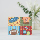Auto, Jersey, Football en trommelkit Briefkaart (Staand voorkant)