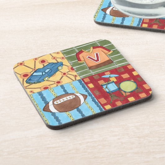 Auto, Jersey, Football en trommelkit Drankjes Onderzetter (Linkerzijde)