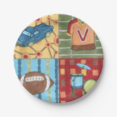 Auto, Jersey, Football en trommelkit Papieren Bordje (Voorkant)