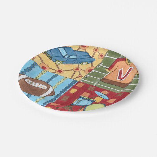 Auto, Jersey, Football en trommelkit Papieren Bordje (Gekanteld)