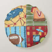 Auto, Jersey, Football en trommelkit Rond Kussen (Achterkant)