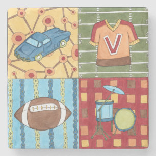 Auto, Jersey, Football en trommelkit Stenen Onderzetter