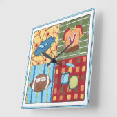 Auto, Jersey, Football en trommelkit Vierkante Klok (Hoek)