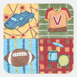 Auto, Jersey, Football en trommelkit Vierkante Sticker