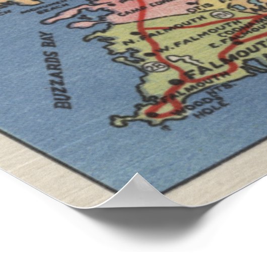 Auto-kaart van de toeristen met Cape Cod Poster (Hoek)