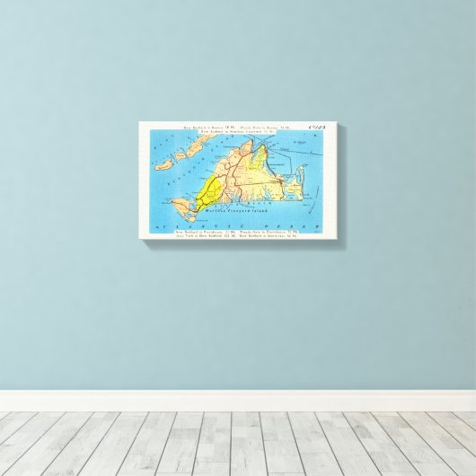 Auto Kaart van Martha's Vineyard MA Canvas Afdruk (Insitu (Houten vloer))